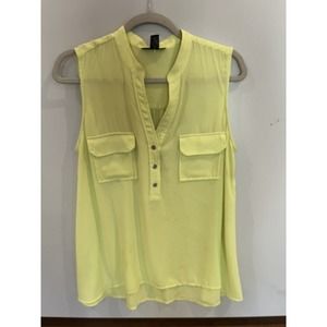 ALFANI Shirt Women's Size 12P Top Yellow Color Sleeveless V Neck Collar